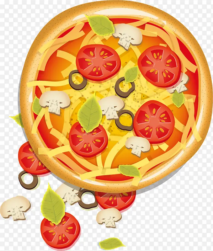 手绘蔬菜圆形披萨图案