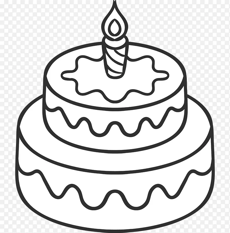二层生日蛋糕简笔画
