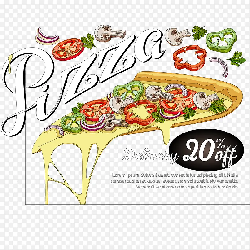 美味三角披萨折扣促销海报