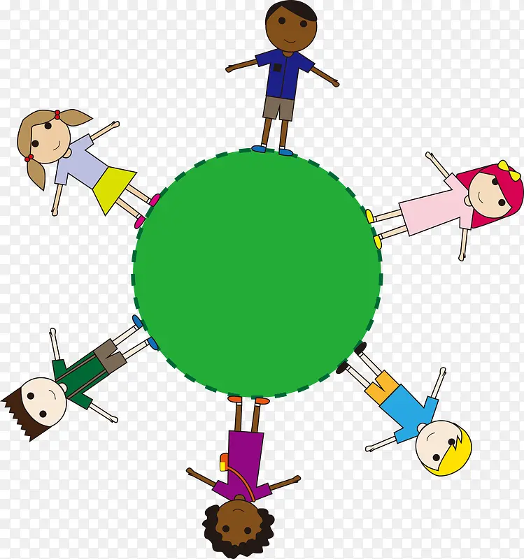绿色圆环与卡通儿童