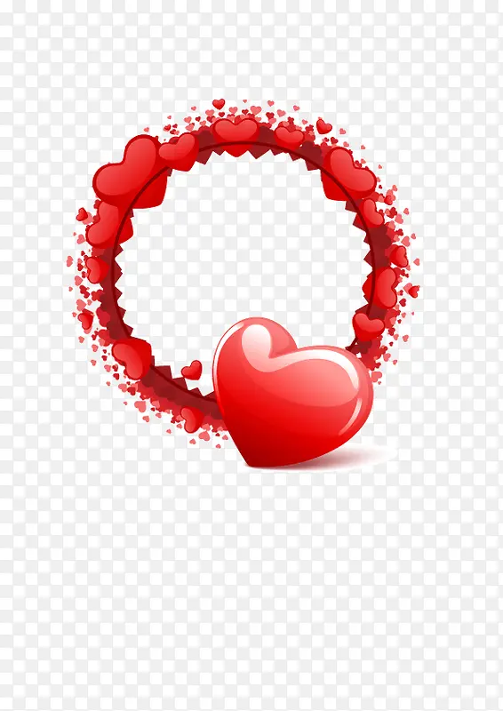 红色圆环心形装饰图