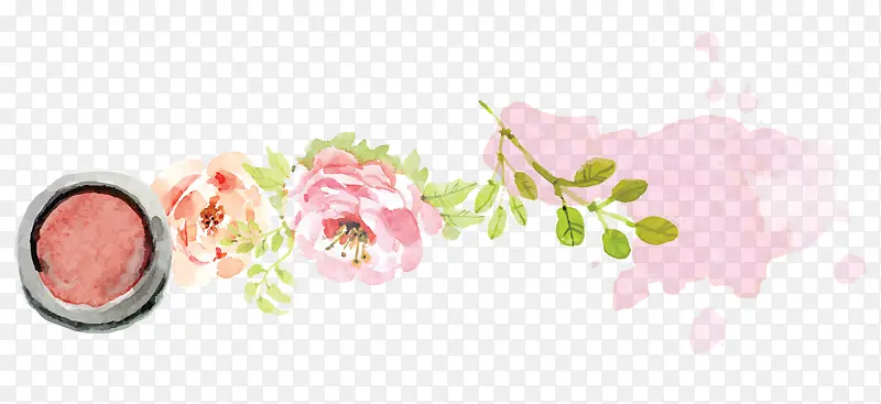 粉色水彩花朵粉底装饰图案