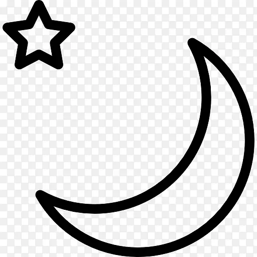 月亮和星星的轮廓图标