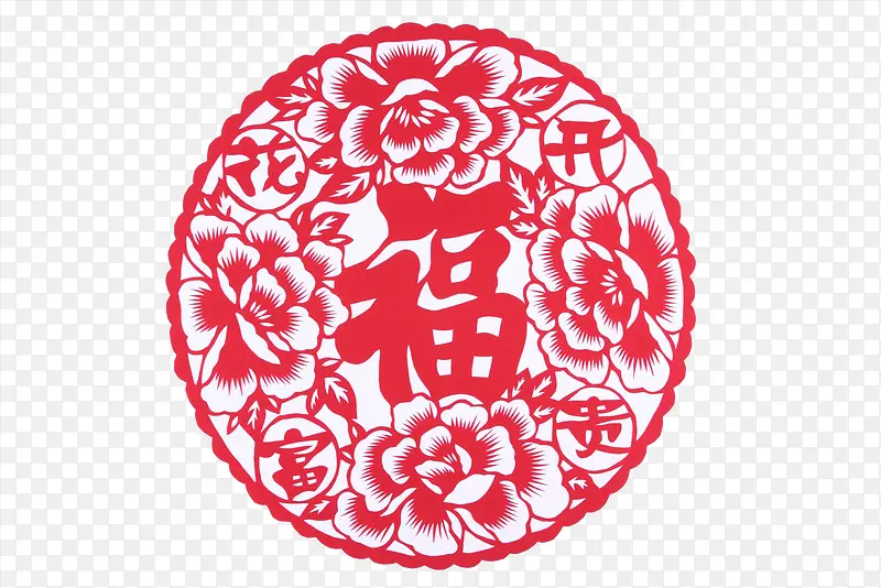 中国风红色福窗花免抠图