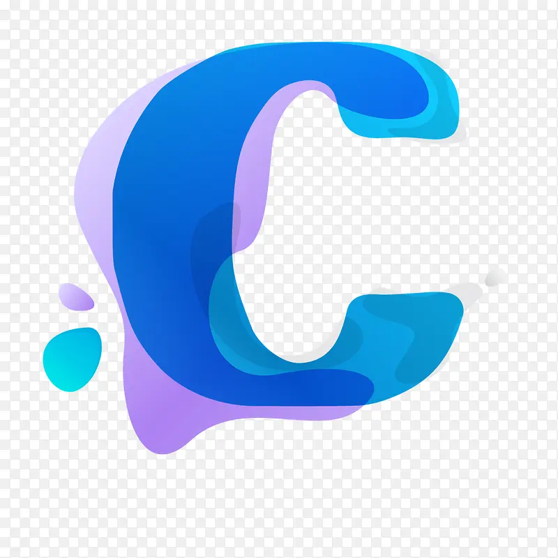 矢量蓝色渐变叠印英文字母C