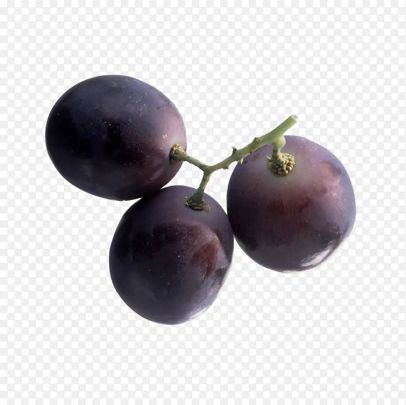 三颗黑色葡萄水果