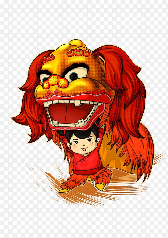 红色舞狮子的小孩PNG图片素材下载_图片编号8577316-PNG素材网