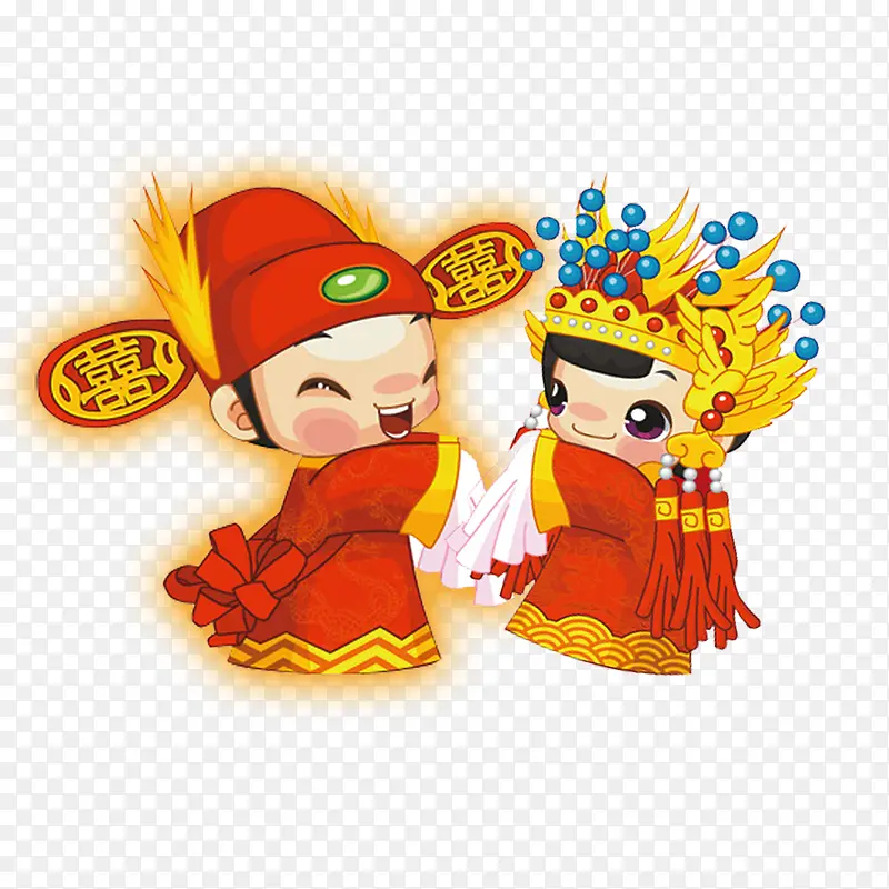 卡通中国古典结婚