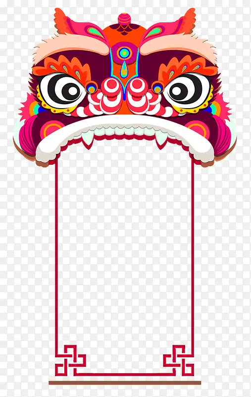 红色中国风狮子装饰图案