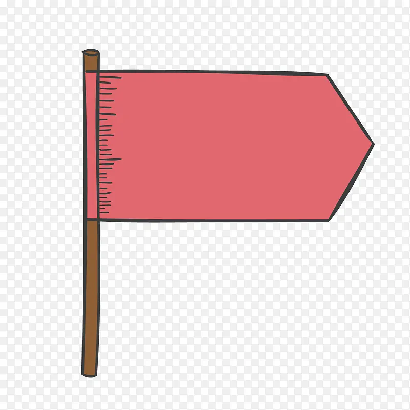 红色手绘线稿旗帜卡通插画