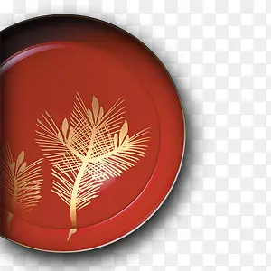 红色中国风美食盘子餐具
