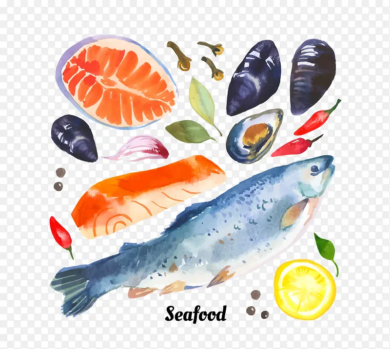 精美海鲜矢量元素
