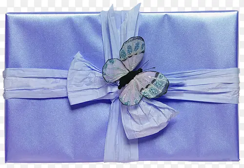 蓝色蝴蝶礼物盒免抠素材