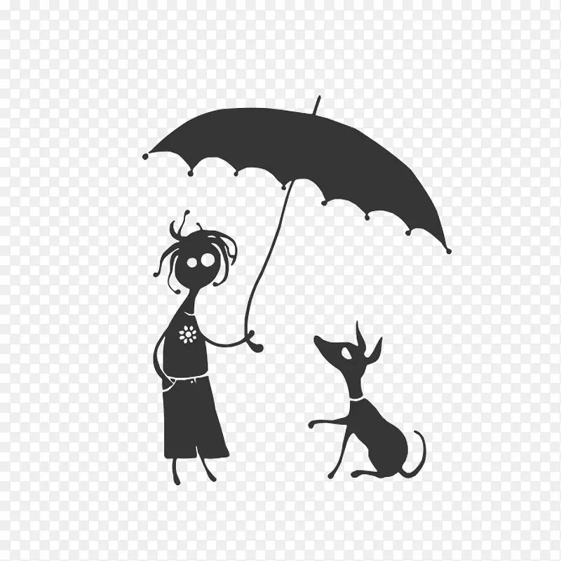 打伞的人和小狗