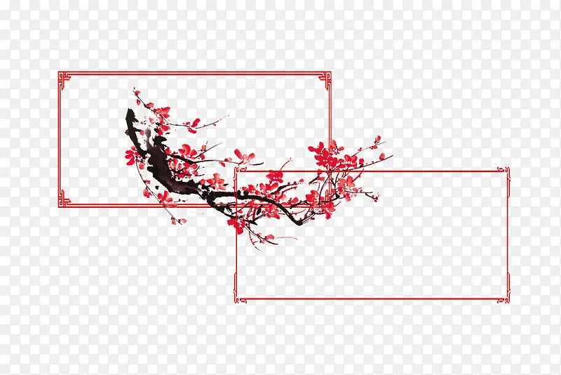 梅花红色简约年货节框