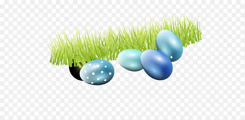 矢量蓝绿色小草中的彩蛋