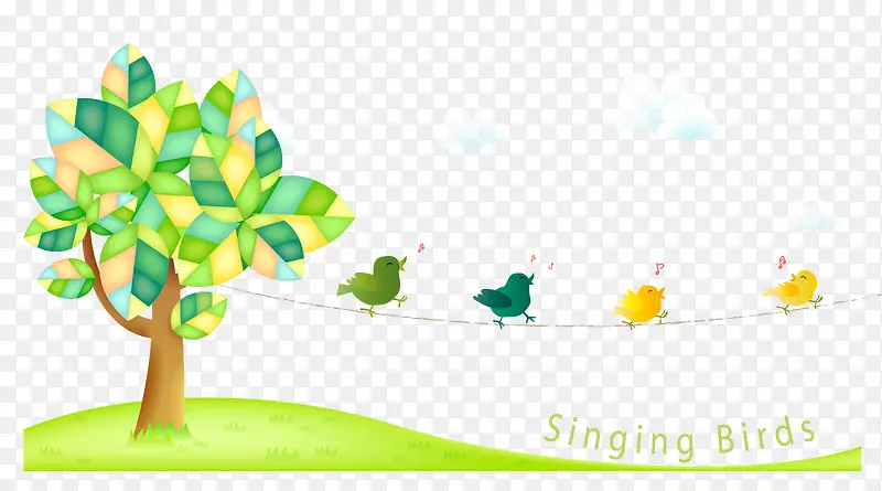 小鸟在树上唱歌