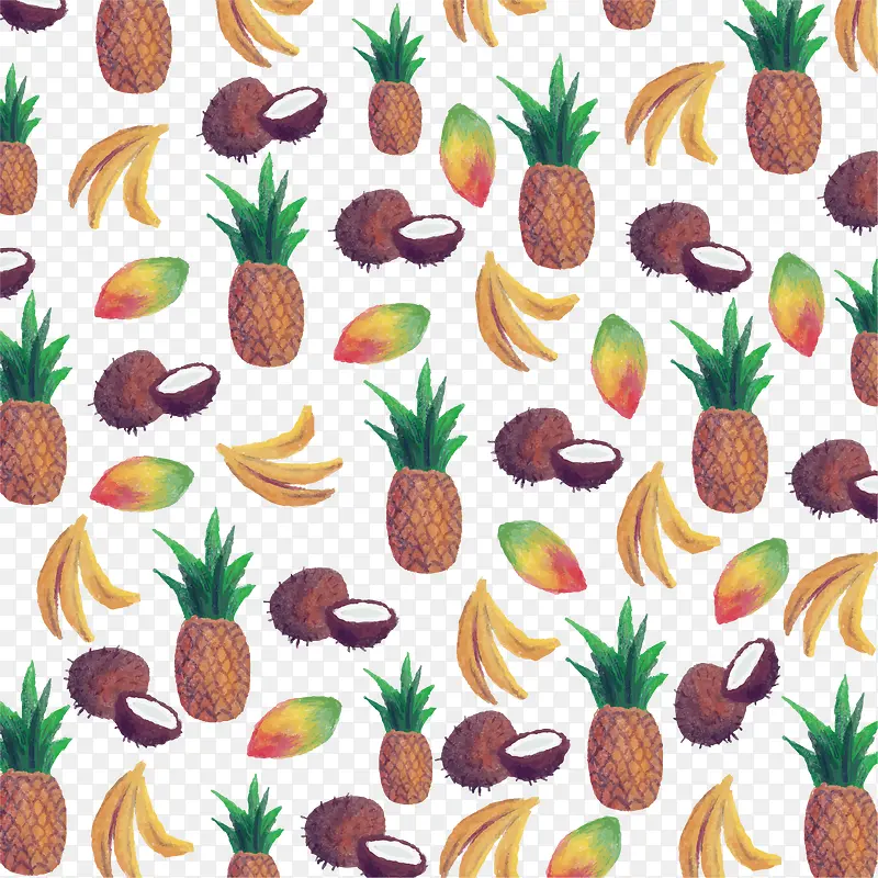 矢量图彩色菠萝椰子装饰