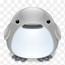 可爱的灰色胖企鹅PNG图标
