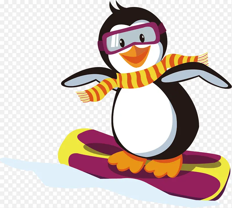 滑雪企鹅冬季旅游素材