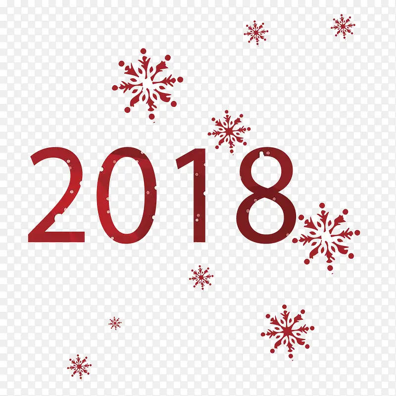 红色雪花2018字体设计
