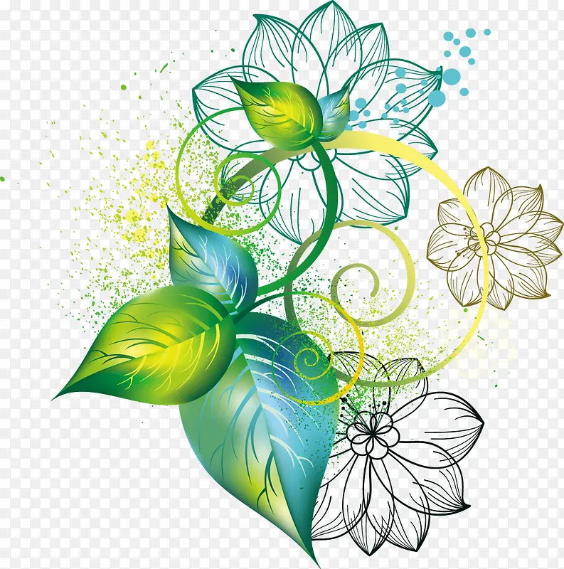 卡通手绘清新树叶花纹PNG图片素材下载_图片编号8587606-PNG素材网