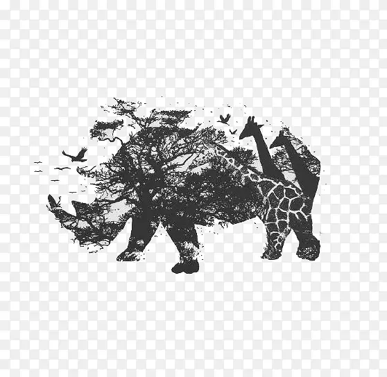 创意动物与树林元素