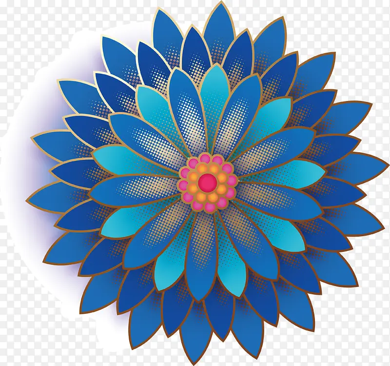 蓝色传统装饰花朵