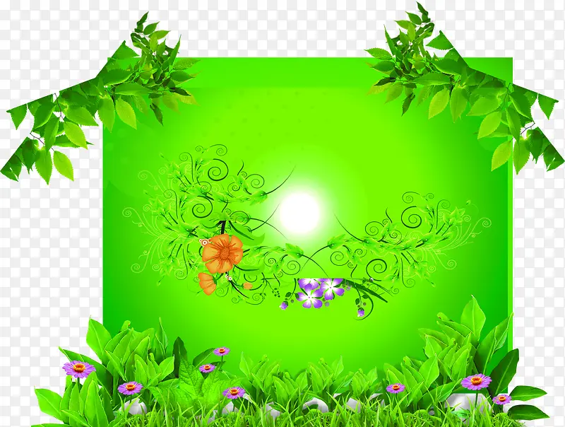 春季绿色植物幕布