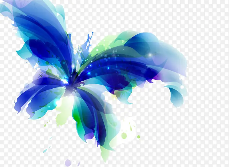 蓝色水印蝴蝶科技素材
