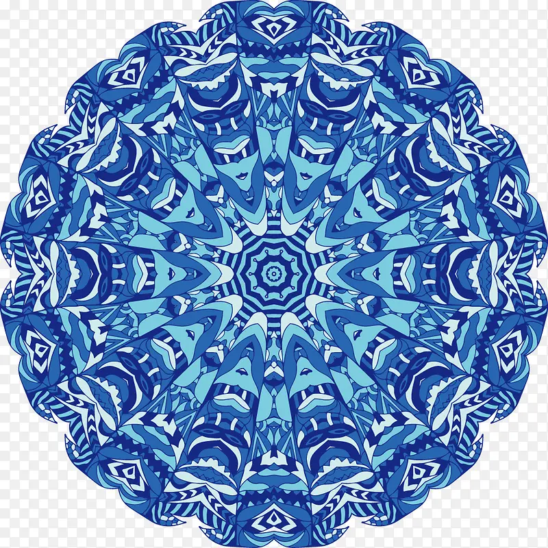 圆形青花瓷花纹纹样