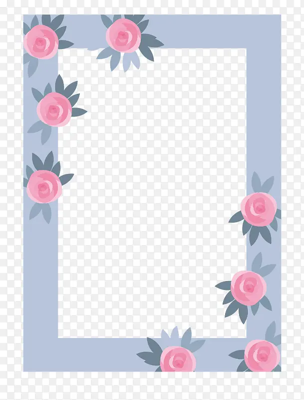 浪漫情人节手绘蔷薇花信件边框