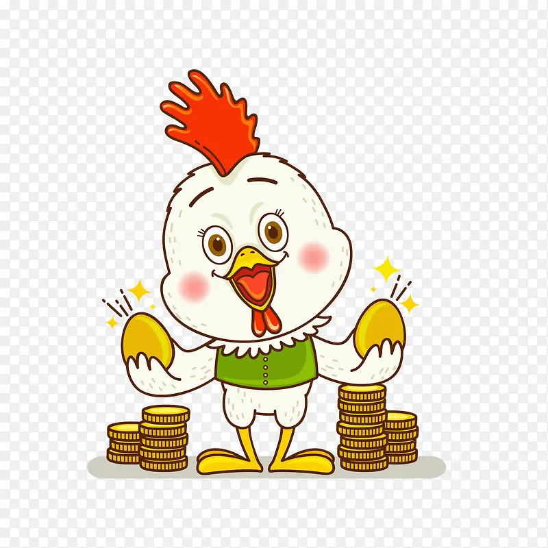 拿着金币的小鸡