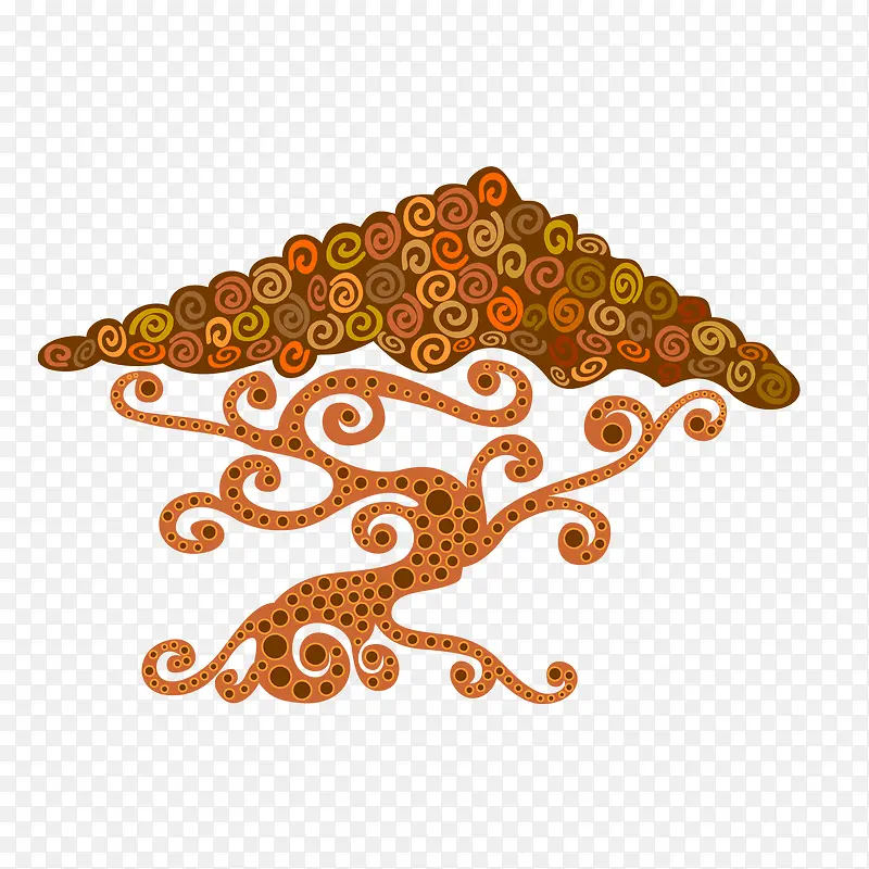 创意复古卡通树插画矢量素材