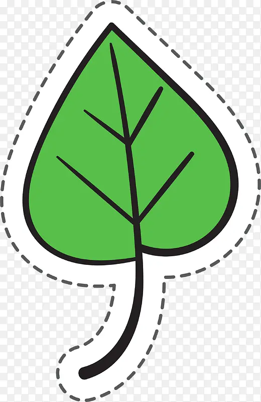 绿色植物树叶纹理卡通贴纸