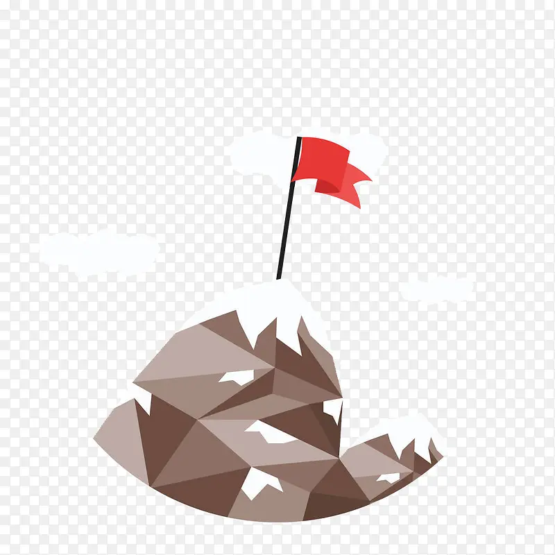 插在山坡顶的红色旗子