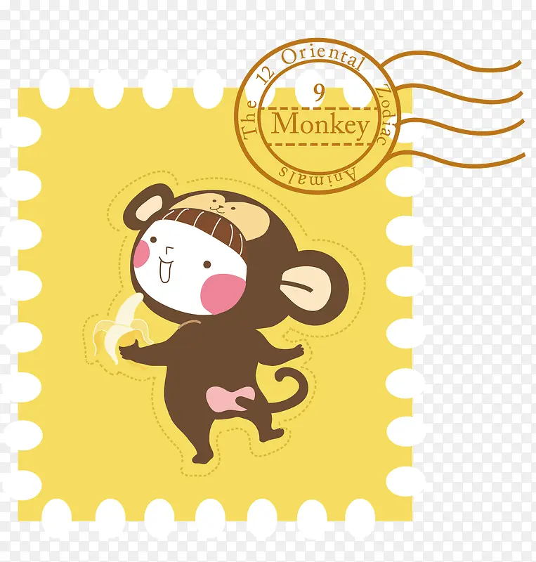 一张卡通猴子邮票