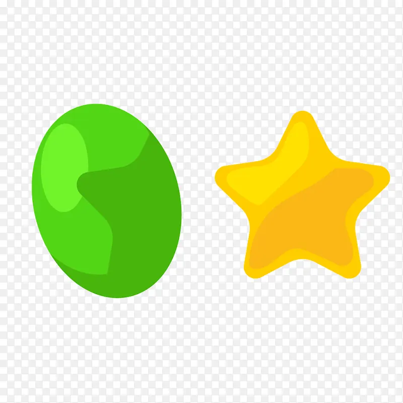 绿色黄色渐变圆形五角星