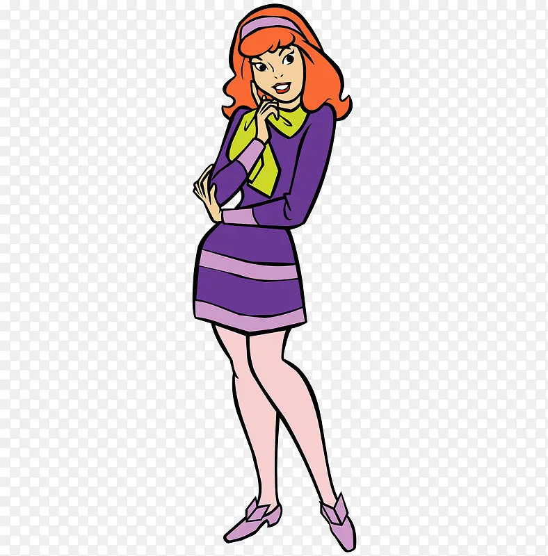 紫色裙子矢量卡通性感模特