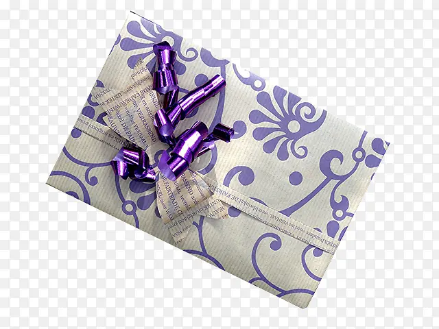 带紫色花纹的礼品盒