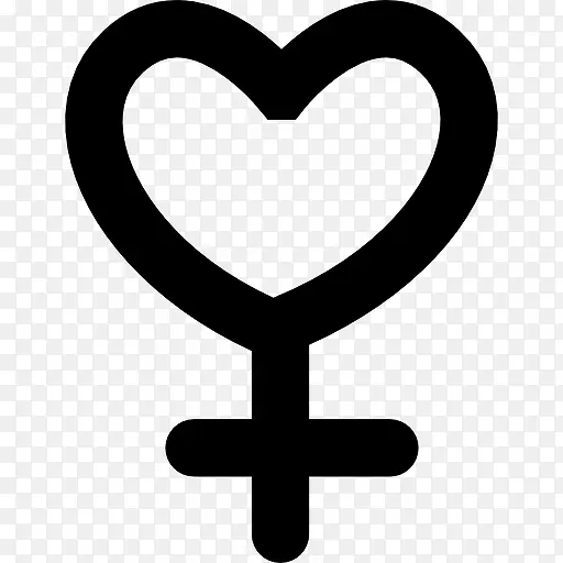 女性性别符号变异与心脏的形状图标