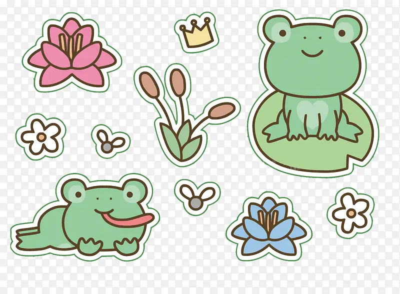 矢量青蛙和花