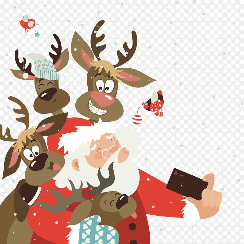 麋鹿和圣诞老人矢量图