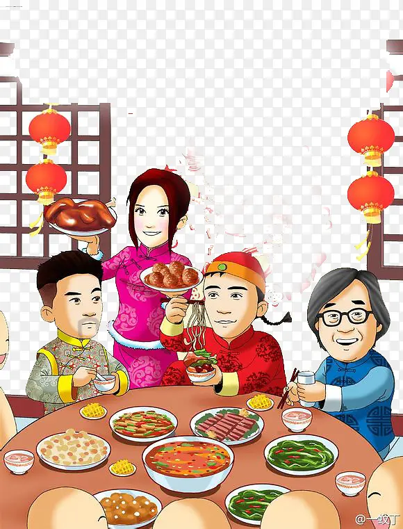 过年吃团圆饭素材