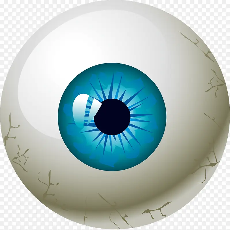 卡通立体眼球蓝色瞳孔设计元素