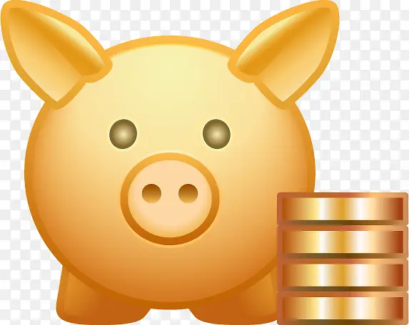 猪存钱罐和金币