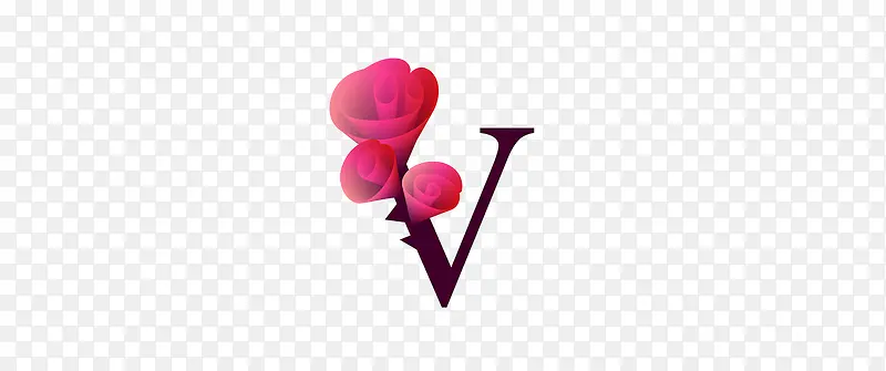 玫瑰花字母V图标