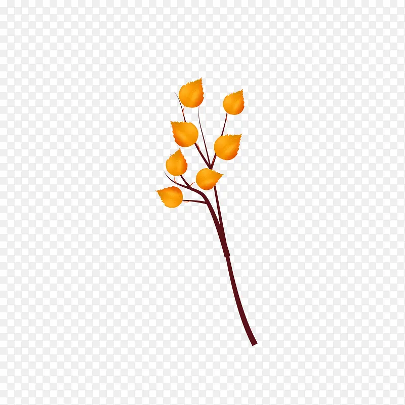 咖啡色树枝上的黄色树叶