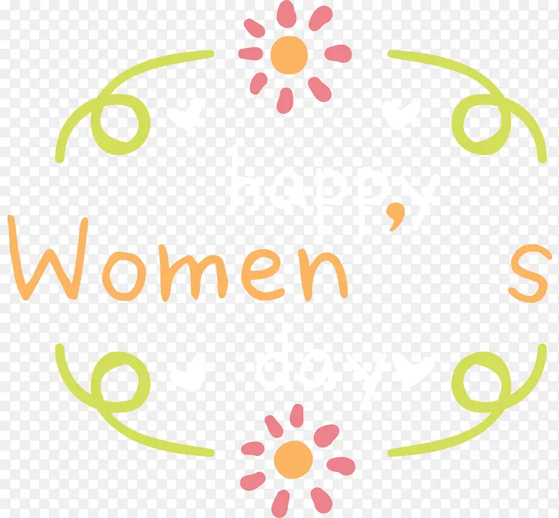 女生节清新花边标签