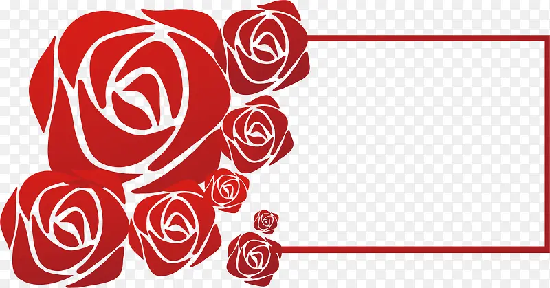 红色玫瑰花浮雕花标题框